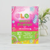 Invitation Pink GLOW Anniversaire Jeux Arcade Party Glow Neon (Debout devant)