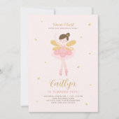Invitation Pink & Gold Ballerina Fairy Anniversaire Invitatio (Devant)