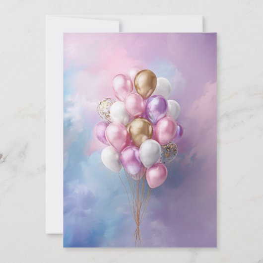 Invitation Pink Gold Balloons 30th Birthday Party (Dos)