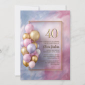 Invitation Pink Gold Balloons 40th Birthday Party (Devant)