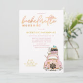 Invitation Pink Gold Black Car Bachelorette Weend (Debout devant)