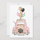 Invitation Pink Gold Black Car Bachelorette Weend (Dos)