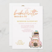 Invitation Pink Gold Black Car Bachelorette Weend (Devant / Derrière)