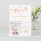 Invitation Pink Gold Black Car Bachelorette Weend (Debout devant)