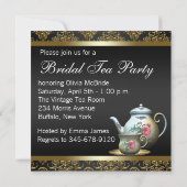 Invitation Pink Gold Black Damask Bridal Tea Douche (Dos)