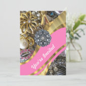 Invitation Pink & gold bling (Debout devant)