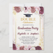 Invitation Pink Gold Blush Joint Graduation Party 2 photos (Devant)
