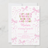 Invitation Pink Gold Bow Birthday (Devant)