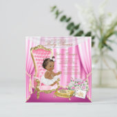 Invitation Pink Gold Chair Ethnic Princess Pearl Baby shower (Debout devant)