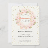 Invitation Pink & Gold Cherry Blossom Wreath Quinceanera (Devant)