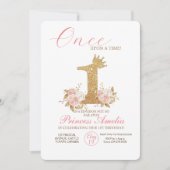 Invitation Pink Gold Couronne Princesse Premier anniversaire (Devant)