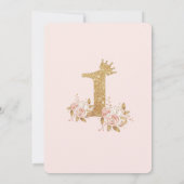 Invitation Pink Gold Couronne Princesse Premier anniversaire (Dos)