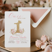 Invitation Pink Gold Couronne Princesse Premier anniversaire