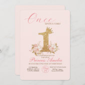 Invitation Pink Gold Couronne Princesse Premier anniversaire (Devant / Derrière)