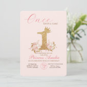 Invitation Pink Gold Couronne Princesse Premier anniversaire (Debout devant)