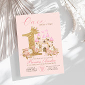 Invitation Pink Gold Crown Castle Princess 1er anniversaire