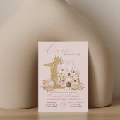 Invitation Pink Gold Crown Castle Princess 1er anniversaire