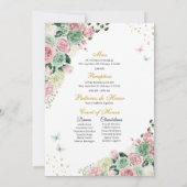 Invitation Pink Gold Fairytale Enchanted Garden Quinceanera (Dos)