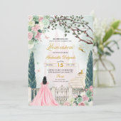 Invitation Pink Gold Fairytale Enchanted Garden Quinceanera (Debout devant)