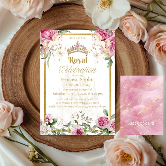 Invitation Pink Gold Fairytale Princess Crown