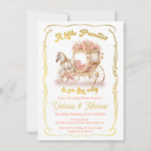 Invitation Pink Gold Fairytale Princess Horse Douche (Devant)
