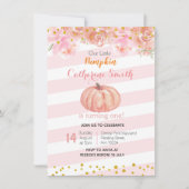 Invitation Pink Gold Fall Floral Citrouille 1er Anniversaire (Devant)