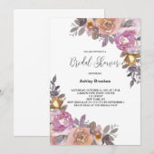 Invitation Pink Gold Floral Douche nuptiale (Devant / Derrière)