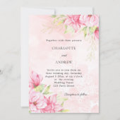 Invitation Pink gold floral elegant wedding (Devant)