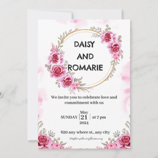 Invitation Pink Gold Free (Devant)