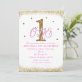 Invitation Pink & Gold Girls ONE 1er anniversaire (Debout devant)