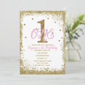 Invitation Pink & Gold Girls ONE 1er anniversaire (Debout devant)