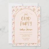 Invitation Pink Gold Girly Hand Drawn Confetti Grad Party (Devant)