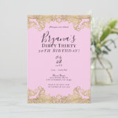 Invitation Pink & Gold Lace Chic Dirty 30 30e anniversaire (Debout devant)