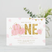 Invitation Pink Gold Little Citrouille Premier anniversaire f (Debout devant)