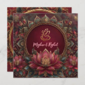 Invitation Pink Gold Lotus Ganesh Dieu Mariage indien (Devant / Derrière)