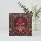 Invitation Pink Gold Lotus Ganesh Dieu Mariage indien (Debout devant)