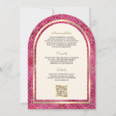 Invitation Pink Gold Marocain QR Code Sikh Arch Mariage (Dos)