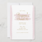 Invitation Pink Gold Minimal Moderne Sweet 16 Photo (Dos)