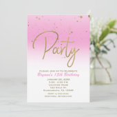 Invitation Pink & Gold Modern Glam Confetti fête d'anniversai (Debout devant)