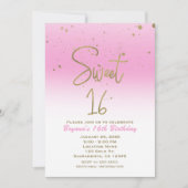 Invitation Pink & Gold Modern Glam SWEET 16 Anniversaire (Devant)