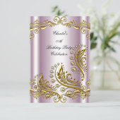 Invitation Pink Gold N'importe quel âge Élégante fête d'anniv (Debout devant)