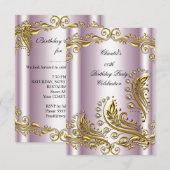 Invitation Pink Gold N'importe quel âge Élégante fête d'anniv (Devant / Derrière)