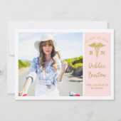 Invitation Pink & Gold Nursing School Photo Graduation Party (Devant)
