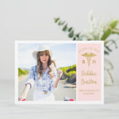 Invitation Pink & Gold Nursing School Photo Graduation Party (Debout devant)