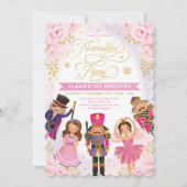 Invitation Pink Gold Nutcracker Party Winter Floral Anniversa (Devant)