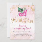 Invitation Pink Gold Oh What Fun Noël 1er Anniversaire (Devant)