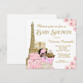 Invitation Pink Gold Paris Ethnic Girl Baby shower (Devant / Derrière)