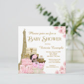 Invitation Pink Gold Paris Ethnic Girl Baby shower (Debout devant)