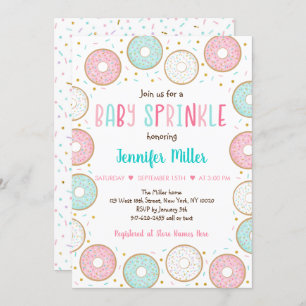 Invitation Pink Gold Pastel Donut Baby Sprinkl