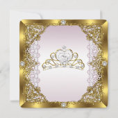 Invitation Pink Gold Pearl Dentelle Tiara Damask Anniversaire (Dos)
